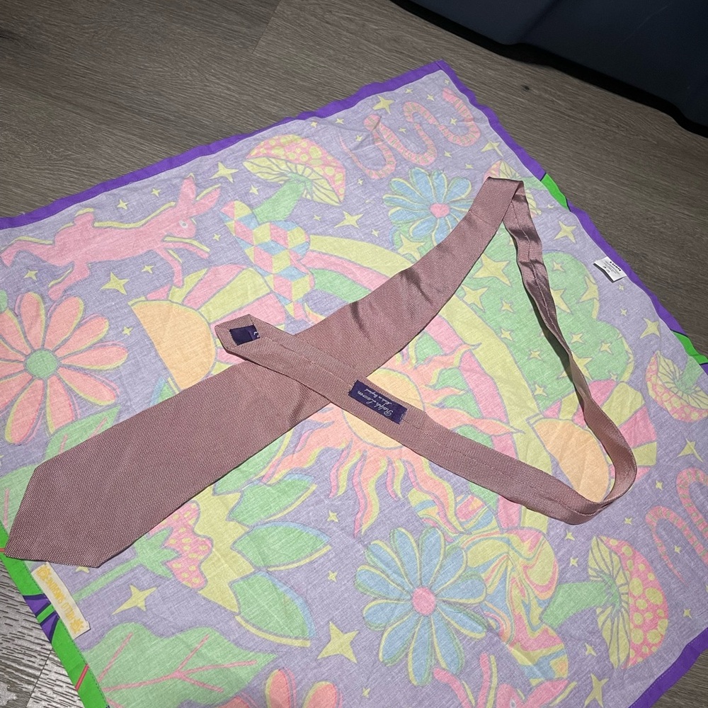 Ralph Lauren Mauve Textured Silk Tie purple Tags